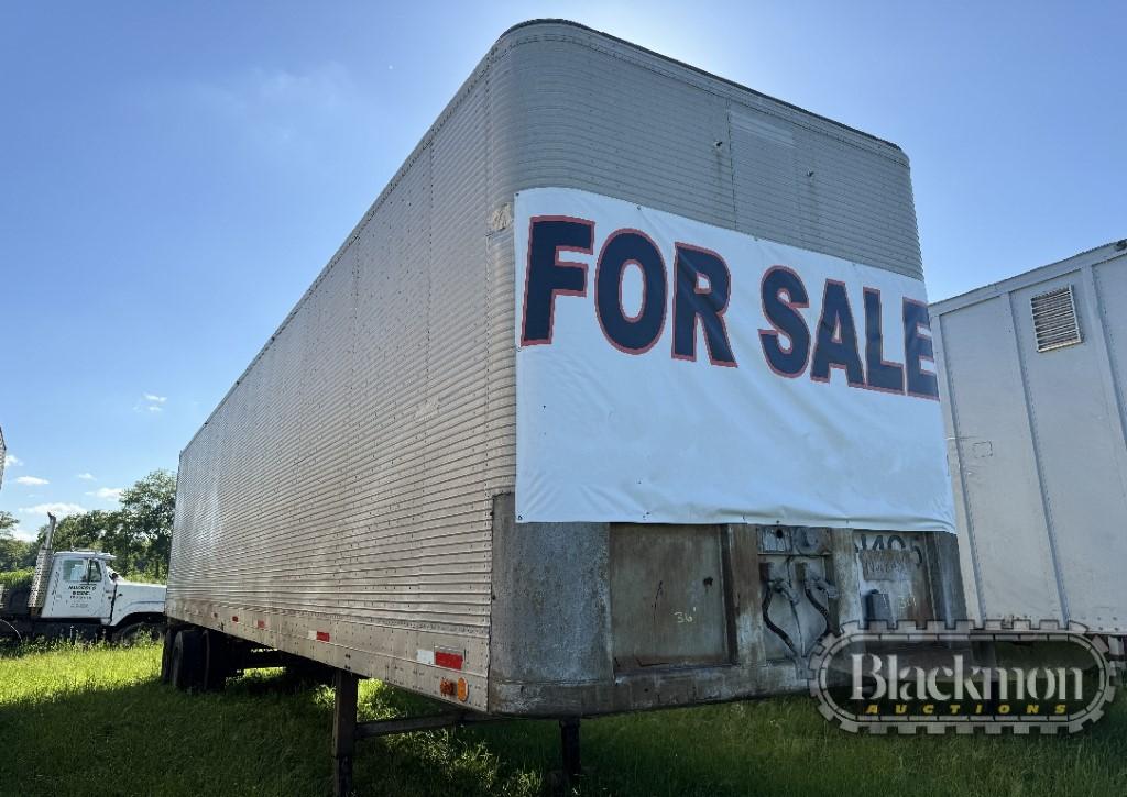 1971 FRUEHAUF VAN TRAILER,  40', SLIDING TANDEM AXLES, SPRING RIDE, 22.5 TI