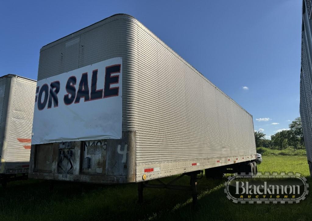 1971 FRUEHAUF VAN TRAILER,  40', SLIDING TANDEM AXLES, SPRING RIDE, 22.5 TI