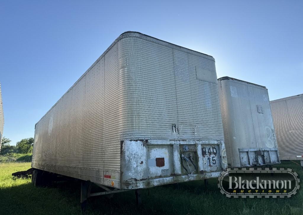 1972 FRUEHAUF VAN TRAILER,  40', SLIDING TANDEM AXLES, SPRING RIDE, 10.00 X