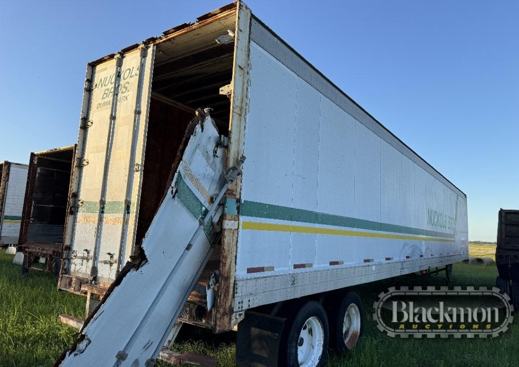 1987 GREAT DANE VAN TRAILER,  53', SLIDING TANDEM AXLES, SPRING RIDE, 24.5