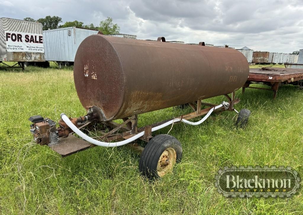 1,000 Gallon Fuel Trailer – Tandem Axle, W Fill Hose, No Title