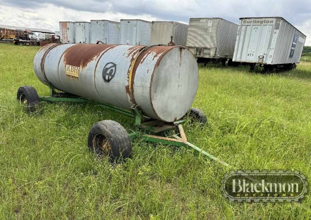 1,000 Gallon KBH Water Trailer – Tandem Axle, No Title