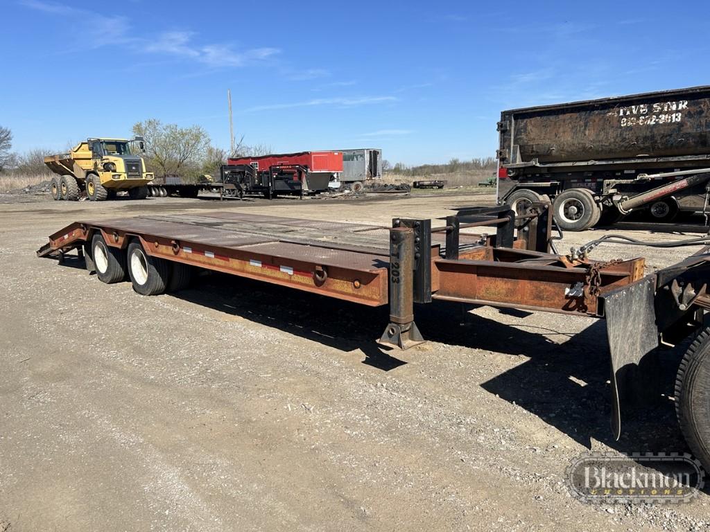 1993 BELSHE T-10 PINTLE HITCH EQUIPMENT TRAILER,  20' DECK, 5' DOVETAIL, FO