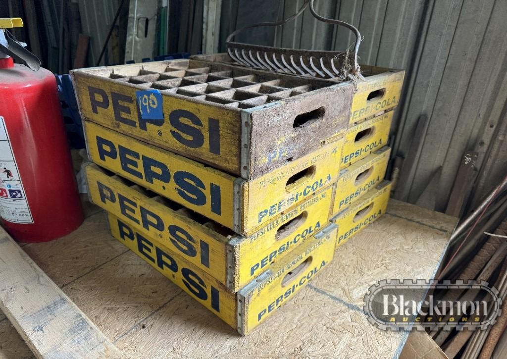 (8) PEPSI DRINK BOXES,  WOODEN