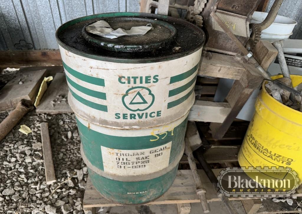 ANTIQUE SEED CLEANER, 20 GALLONS 90 WEIGHT OIL & ELECTRIC SWITCH BOX