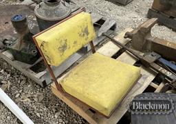 (2) ANTIQUE VISES & (2) TRACTOR SEATS