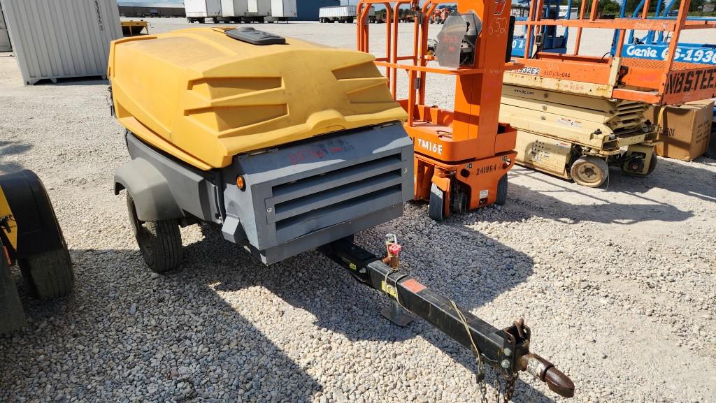 2015 ATLAS 185KD7 AIR COMPRESSOR, SHOWING 976 HRS,  KUBOTA 2.4L DIESEL, 185