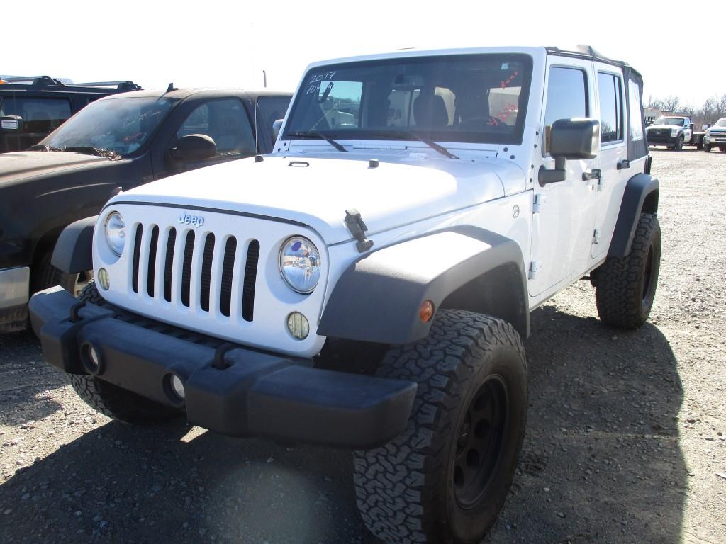 2017 JEEP WRANGLER SUV, (+/-) 104,690  4 DR, 4X4, CLOTH TOP, V6 GAS, AT, PS