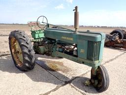 JOHN DEERE 50 WHEEL TRACTOR,  TRICYCLE FRONT END, GAS ENGINE, 3PT HITCH, S#