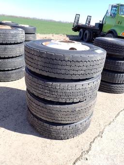 (4) LO-PRO 22.5 LUG TIRES,  ON BUDDS