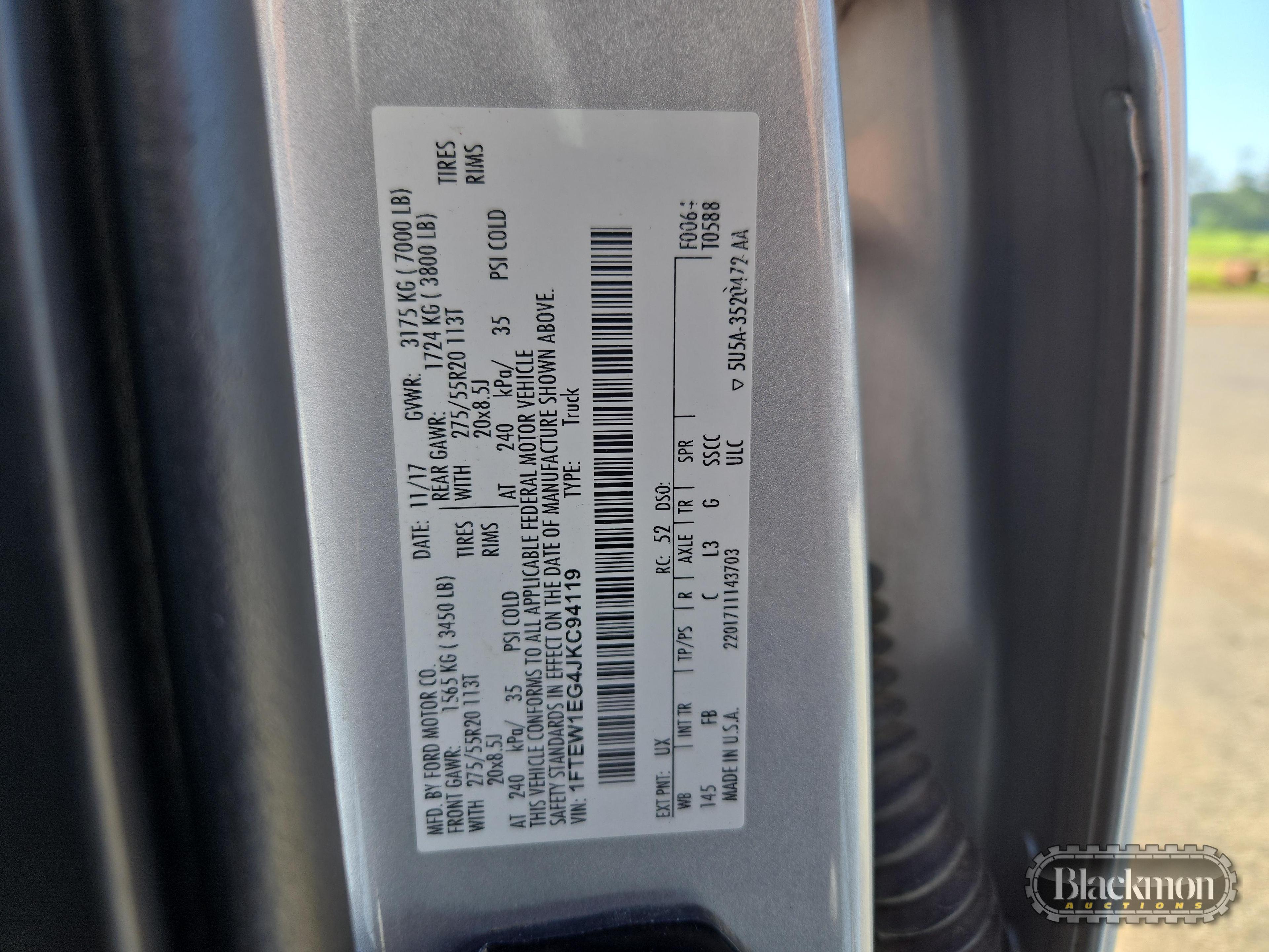 2018 FORD F150 S#1FTEW1EG4JKC94119