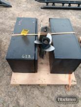 PALLET W/ (2) TOOLBOXES &LOWER UNIT FOR BOAT MOTOR,