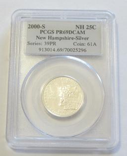 2000-S SILVER QUARTER PROOF 69 PCGS