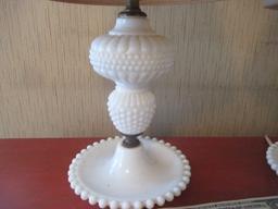 Hobnail Milkglass Boudoir Lamps 16"