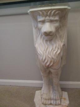 Glass Top, Composite Figural Lion 29" x 18" x 54" Bases