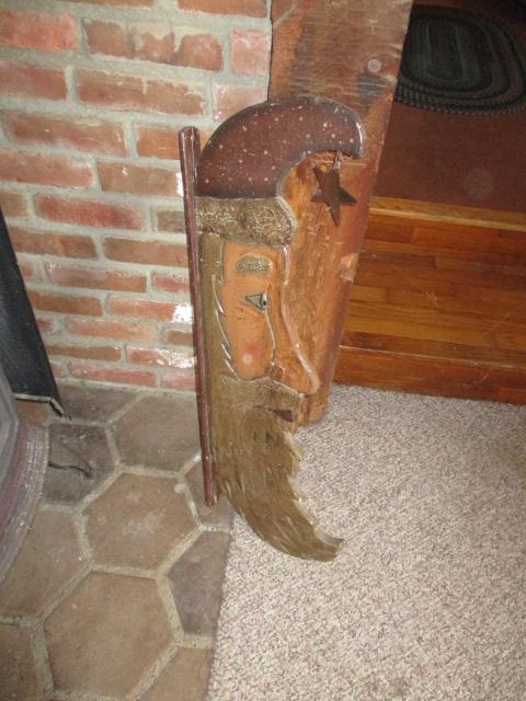 Carved Wooden Santa Claus 31" X 11"