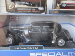10 Diecast Autos; 1:18 Scale by Maisto, Ricko, Sun Star, Revell and Others. Cars Include 1958