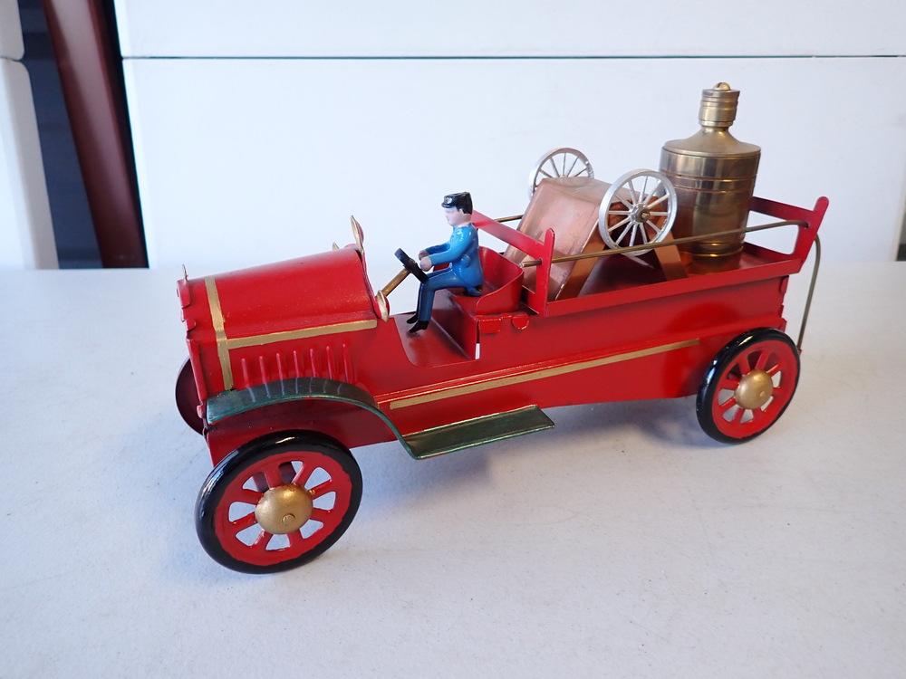 Antique Tin Fire Truck Restored - 12"