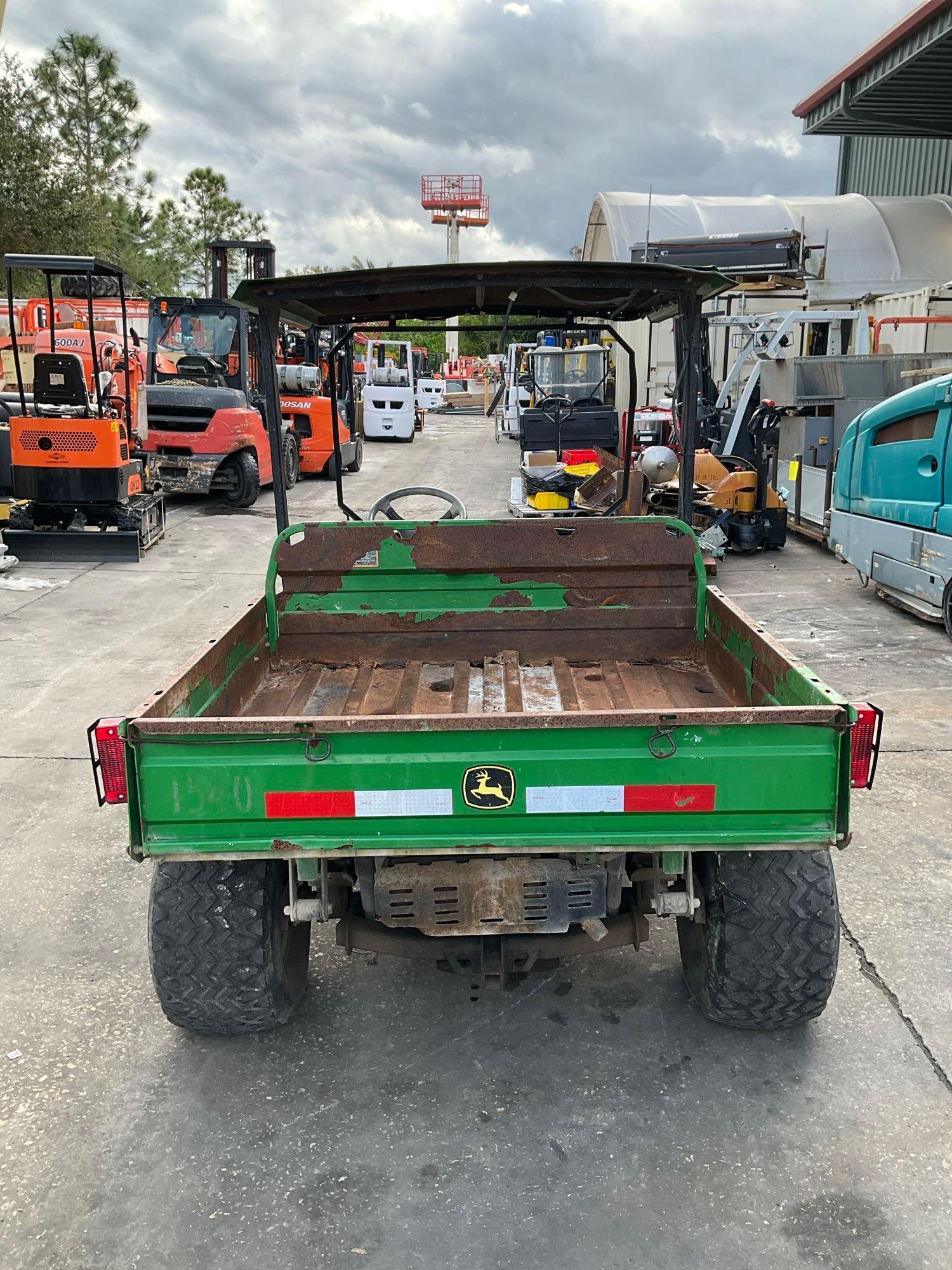 JOHN DEERE GATOR TX UTV, GAS POWERED, HYDRAULIC DUMP BED, HITCH, BILL OF SALE ONLY