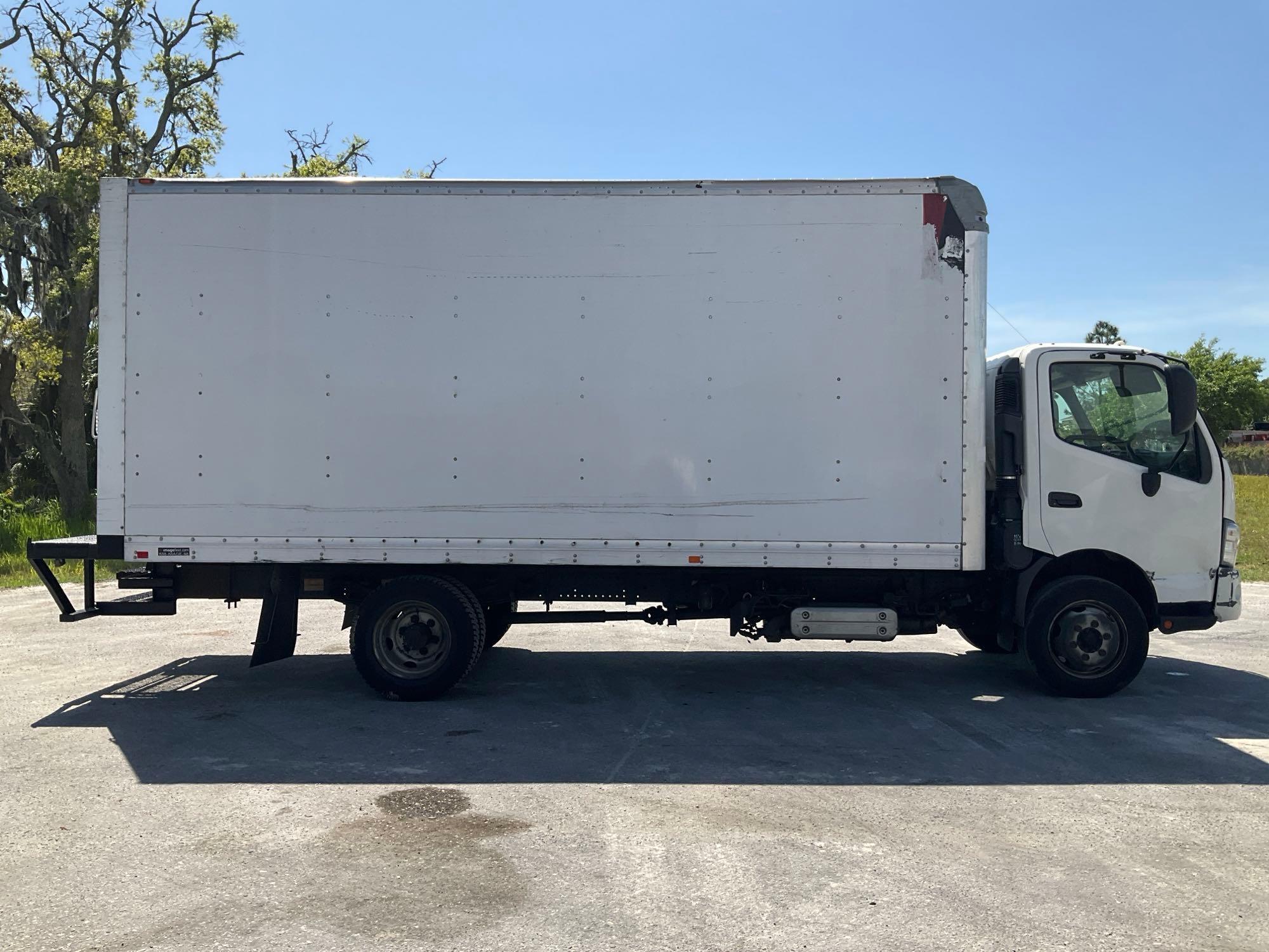 2017 HINO 740 BOX TRUCK,  DIESEL , APPROX GVWR 17,950 LBS, BOX BODY APPROX 18FT,  ETRACKS, BACK U...