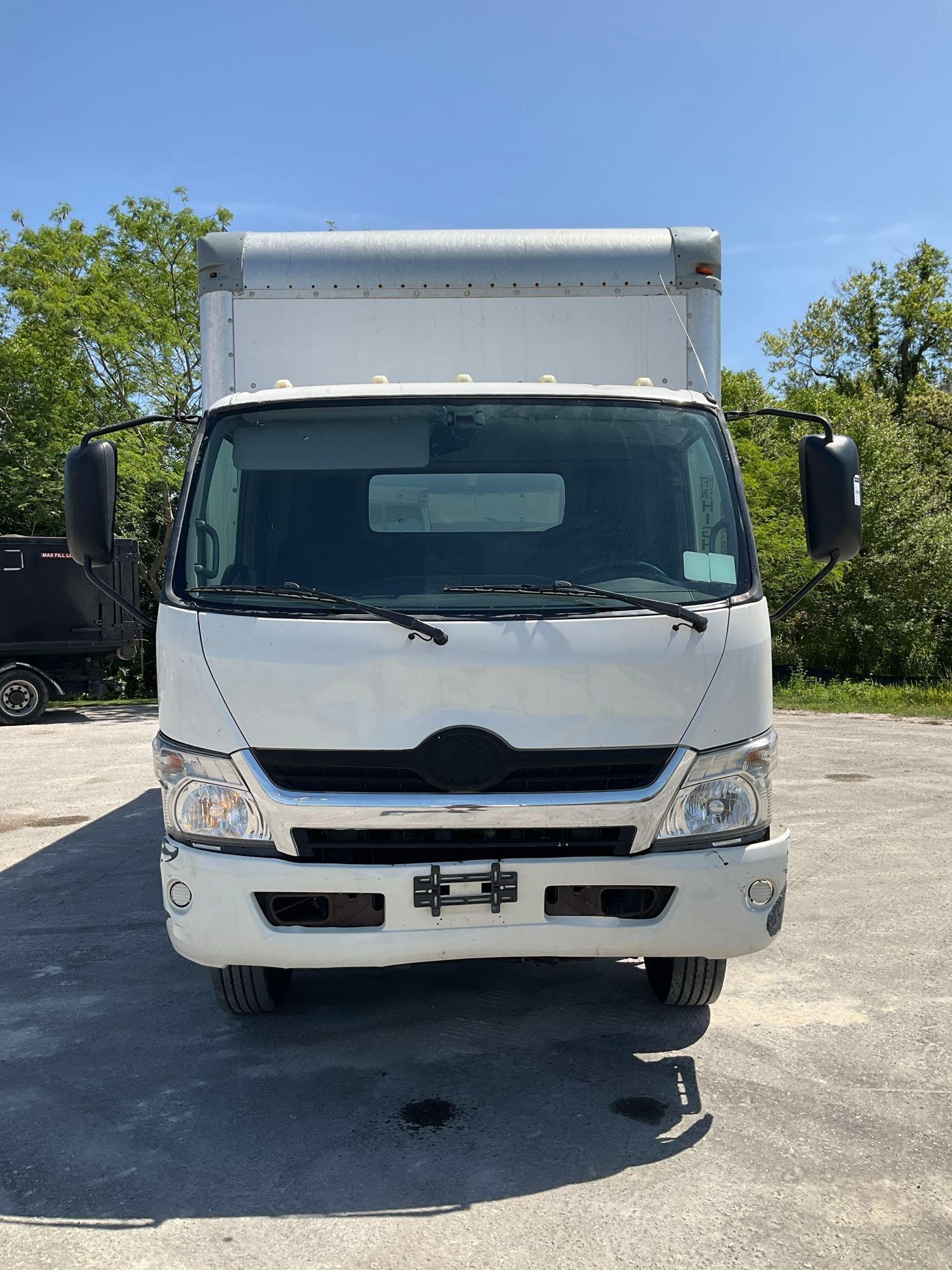 2017 HINO 740 BOX TRUCK,  DIESEL , APPROX GVWR 17,950 LBS, BOX BODY APPROX 18FT,  ETRACKS, BACK U...