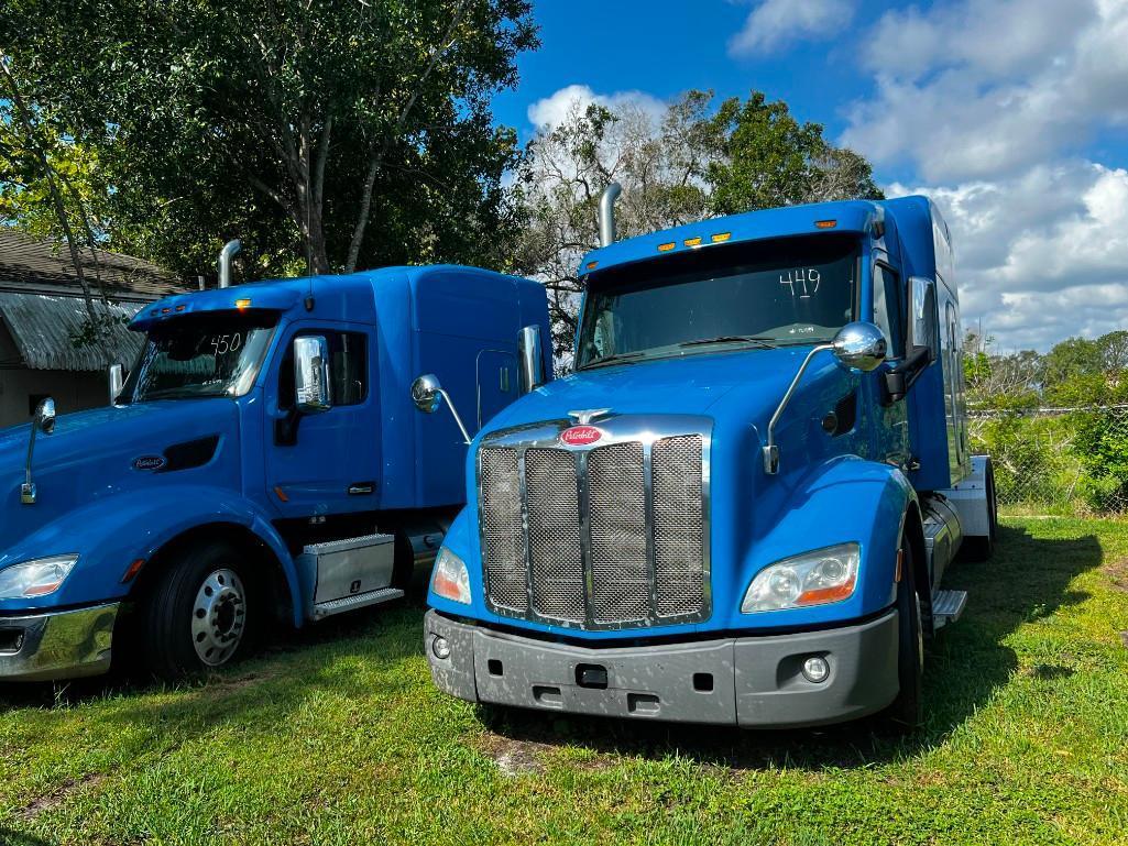 2014 PETERBILT 579 SEMI TRUCK W/SLEEPER CAB, PACCAR DIESEL ENGINE, 455 HP, AUTOMATIC TRANSMISSION