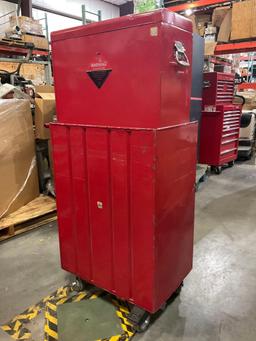 WATERLOO INDUSTRIAL PARTS CABINET / TOOL BOX ON WHEELS WITH CONTENTS , APPROX 30€� W x 18€� L x 5...