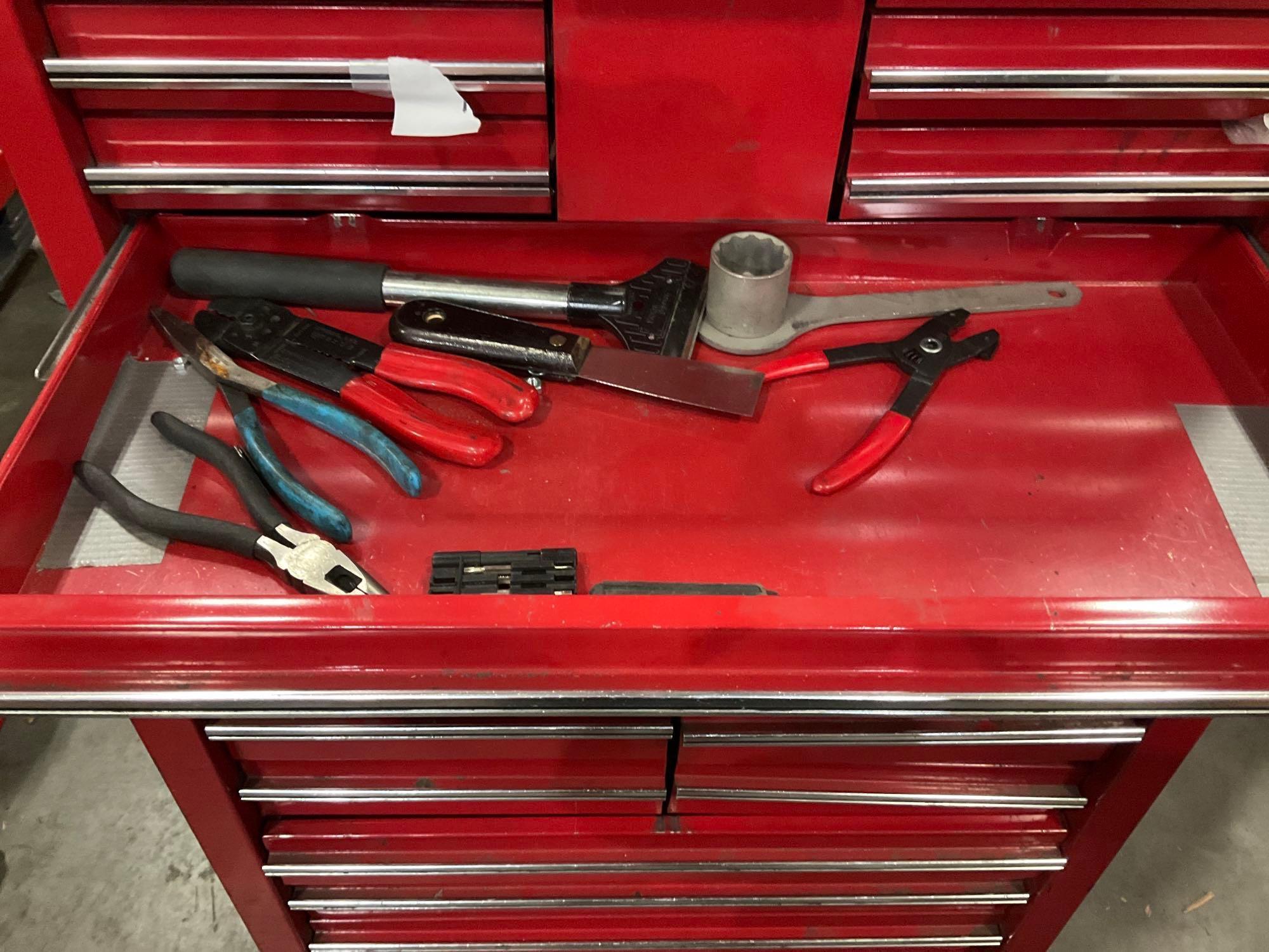 WATERLOO INDUSTRIAL PARTS CABINET / TOOL BOX ON WHEELS WITH CONTENTS , APPROX 30€� W x 18€� L x 5...
