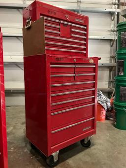 WATERLOO INDUSTRIAL PARTS CABINET / TOOL BOX ON WHEELS WITH CONTENTS , APPROX 30€� W x 18€� L x 6...