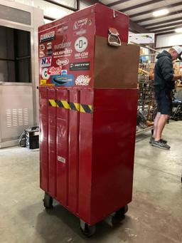 WATERLOO INDUSTRIAL PARTS CABINET / TOOL BOX ON WHEELS WITH CONTENTS , APPROX 30€� W x 18€� L x 6...