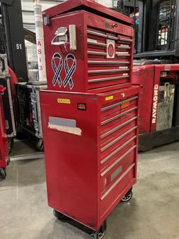 INDUSTRIAL PARTS CABINET / TOOL BOX ON WHEELS WITH CONTENTS , APPROX 30€� W x 18€� L x 60€� T