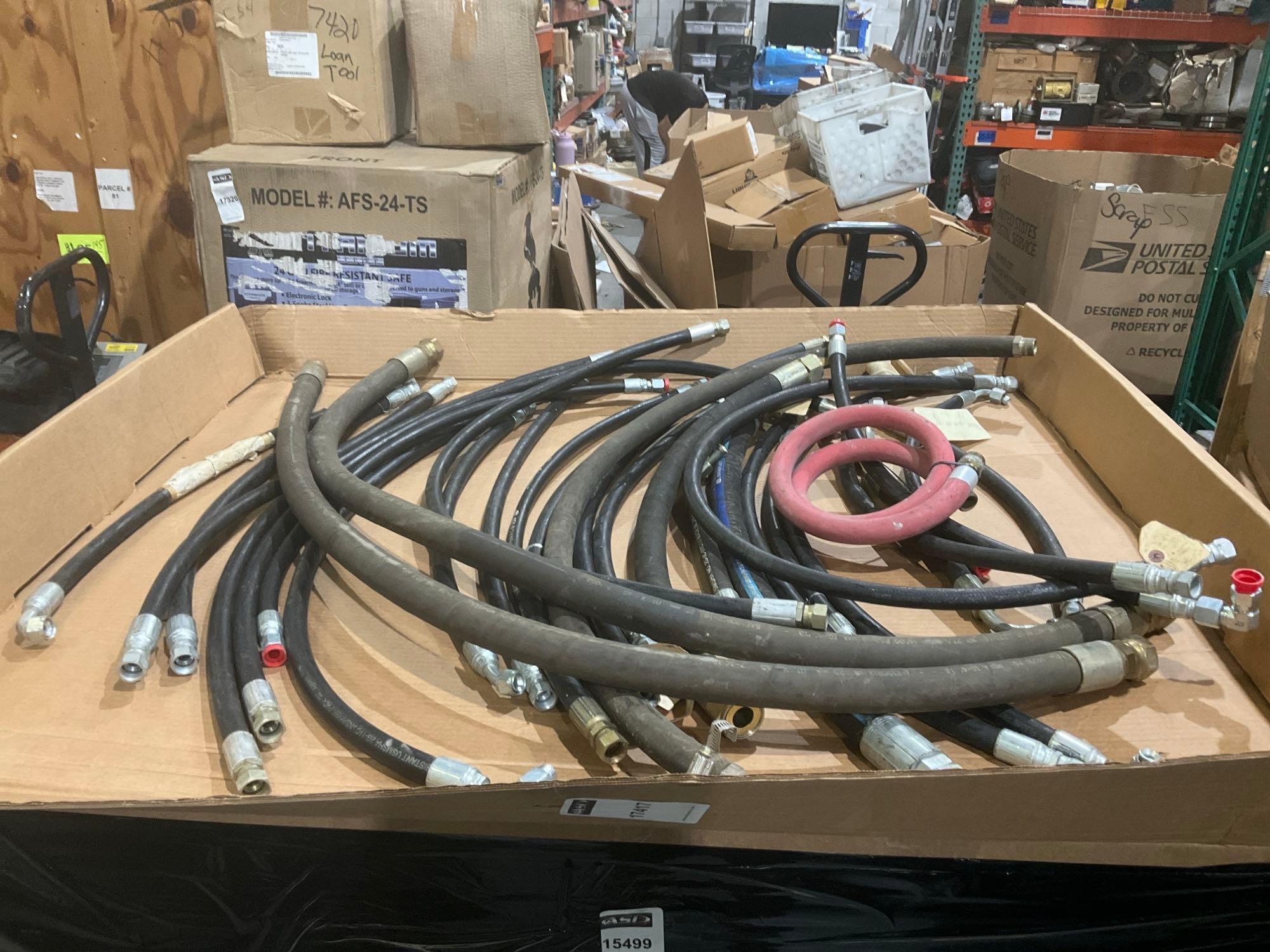 LOT PNEUMATIC AND HYDRAULIC HOSES WITH FITTINGS; BRANDS INCLUDE GATES AND PARKER; MISCELLANEOUS L...