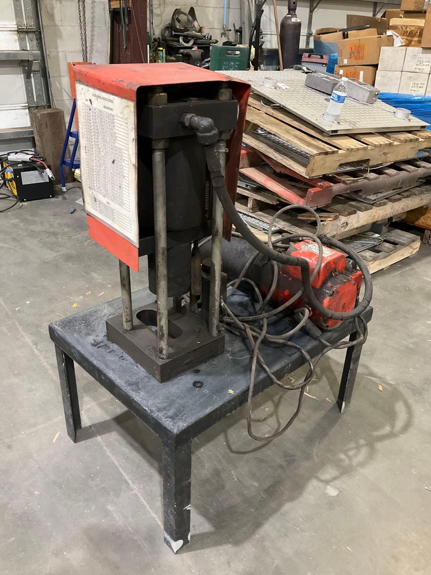 GATES POWER CRIMP WITH STEEL WORK TABLE, ELECTRICAL SHORT