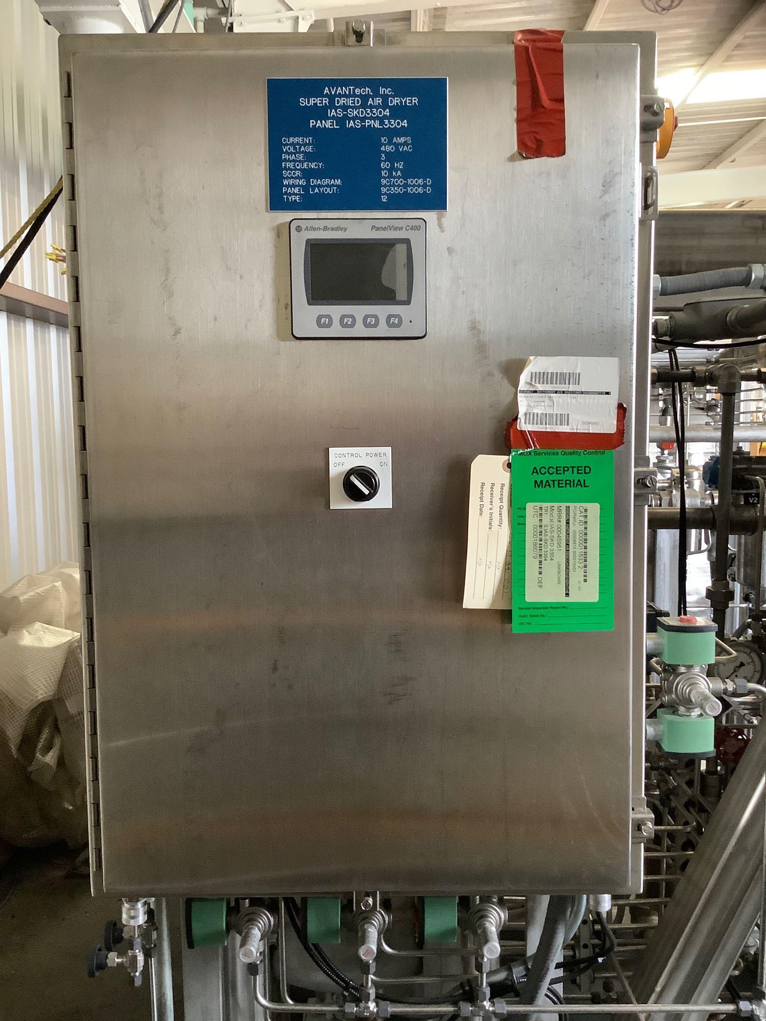 UNUSED AVANTECH SUPER DRIED AIR DRYER, ALLEN BRADLEY CONTROLLERS, SKID MOUNTED, STAINLESS STEEL C...