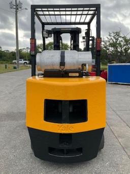 YALE LP FORKLIFT MODEL GLC065TGNUAE084, APPROX MAX CAPACITY 6450LBS, APPROX MAX HEIGHT 187", TILT,