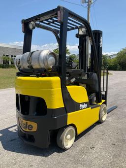 YALE FORKLIFT MODEL GLC040SVXNUSE082, LP POWERED, APPROX MAX CAPACITY 3750LBS, MAX HEIGHT 187?, T...