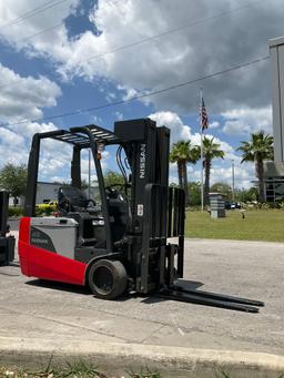 NISSAN 40 FORKLIFT MODEL G1N1L20V, ELECTRIC, APPROX MAX CAPACITY 2745LBS, MAX HEIGHT 240in, TILT,