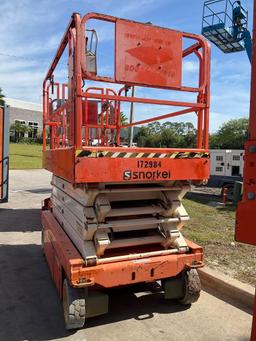 2016 SNORKEL SCISSOR LIFT MODEL S4732E ANSI, ELECTRIC, APPROX MAX PLATFORM HEIGHT, 32FT, NON MARK...