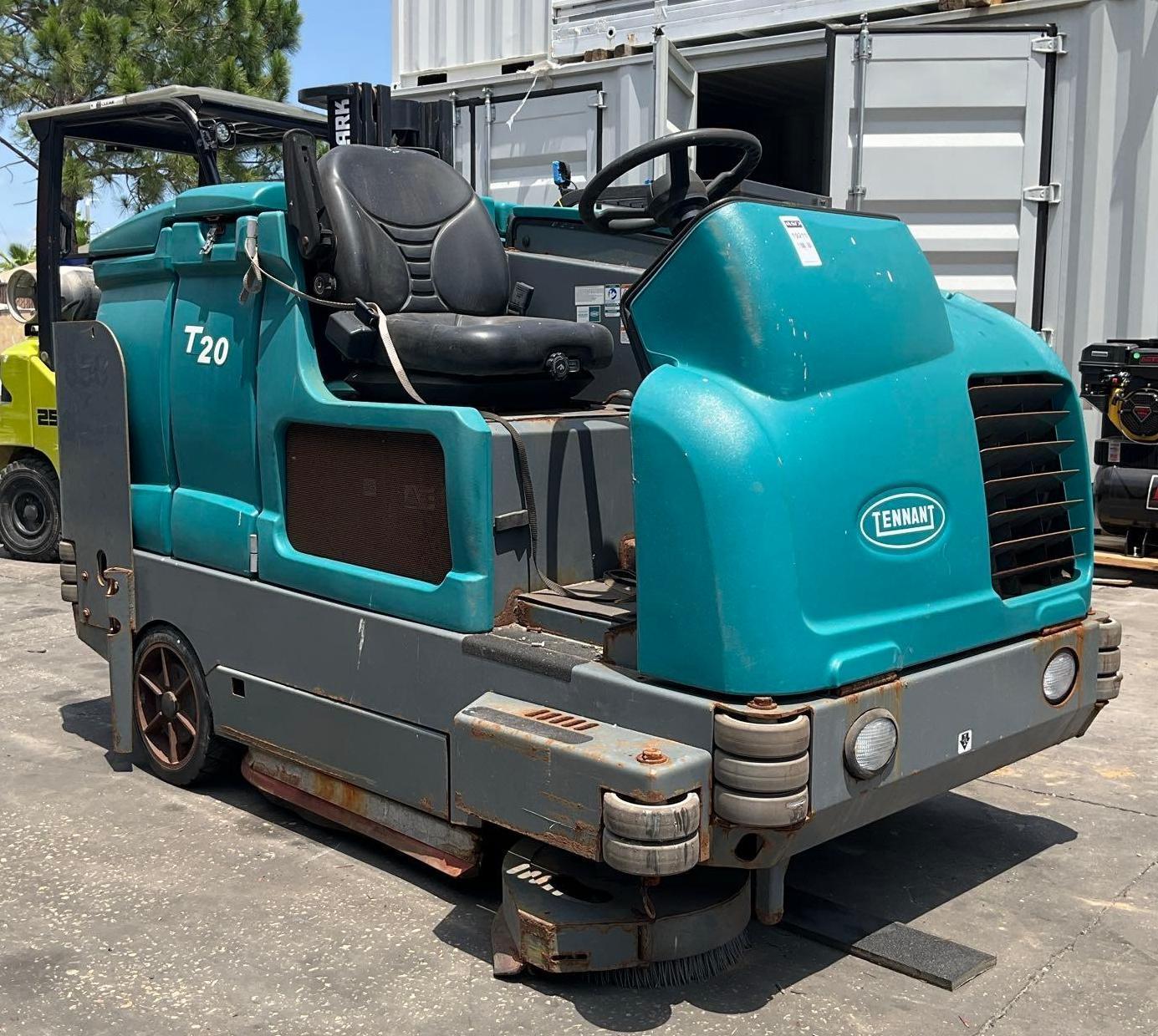 TENNANT RIDE ON SWEEPER MODEL S20, DIESEL,CONDITION UNKNOWN...