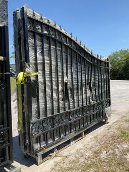 SET OF UNUSED GREAT BEAR 20FT BI PARTING WROUGHT IRON GATES, 10FT EACH PIECE (20' TOTAL WIDTH). 2...