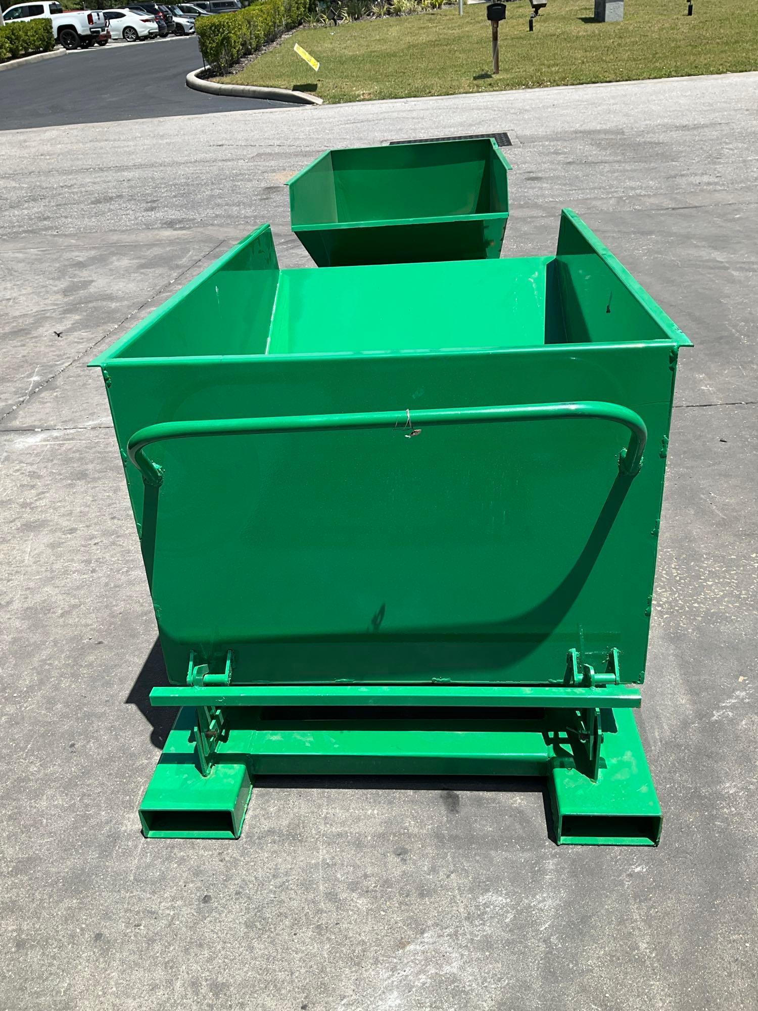 UNUSED... SMALL...SELF DUMPING HOPPER WITH FORK POCKETS