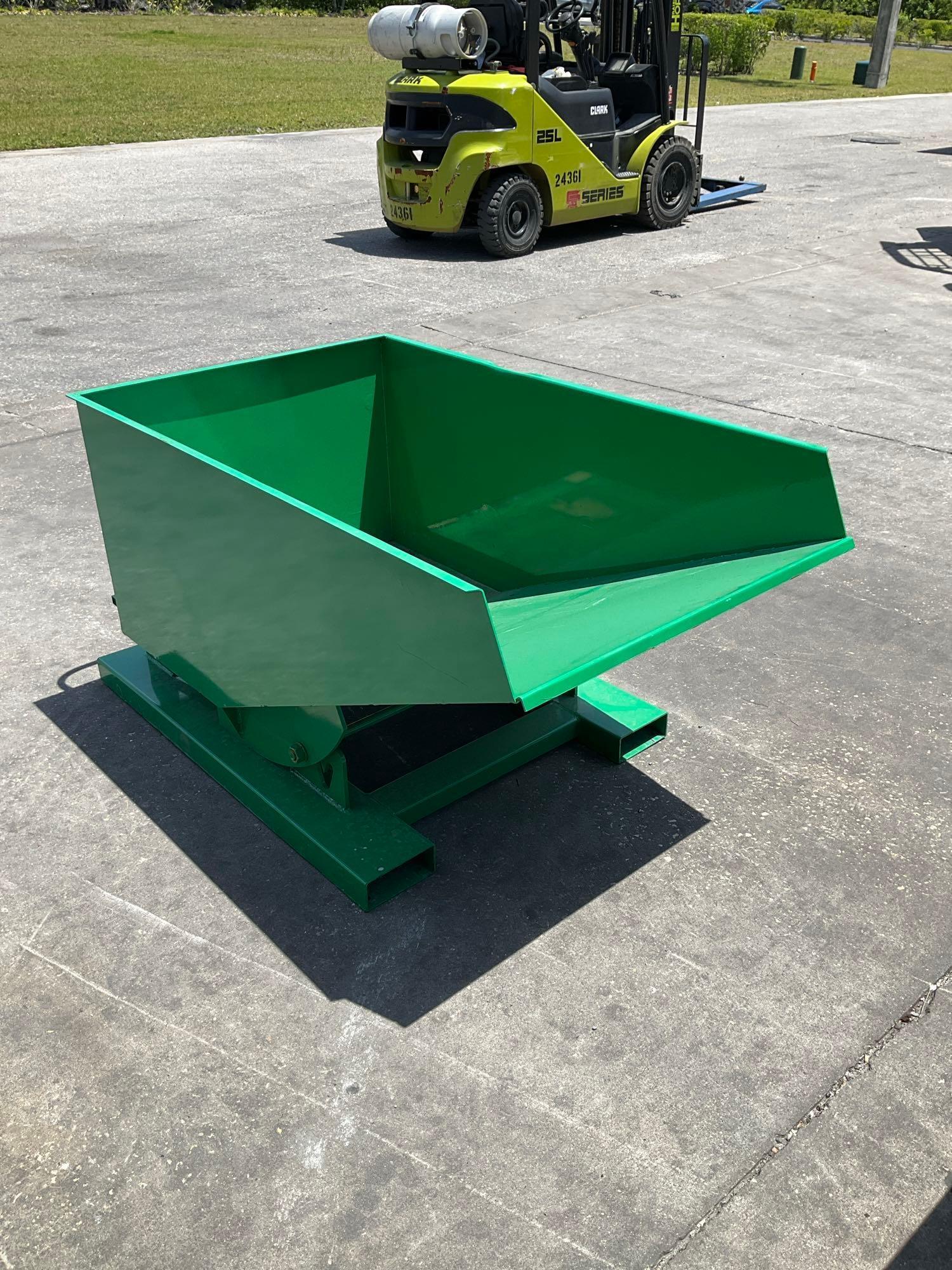 UNUSED... SMALL...SELF DUMPING HOPPER WITH FORK POCKETS