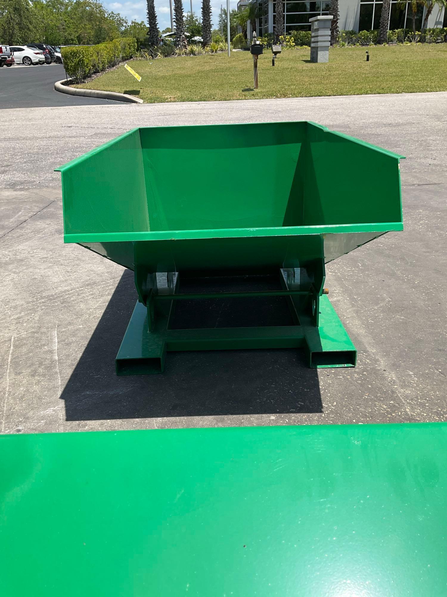 UNUSED... SMALL...SELF DUMPING HOPPER WITH FORK POCKETS