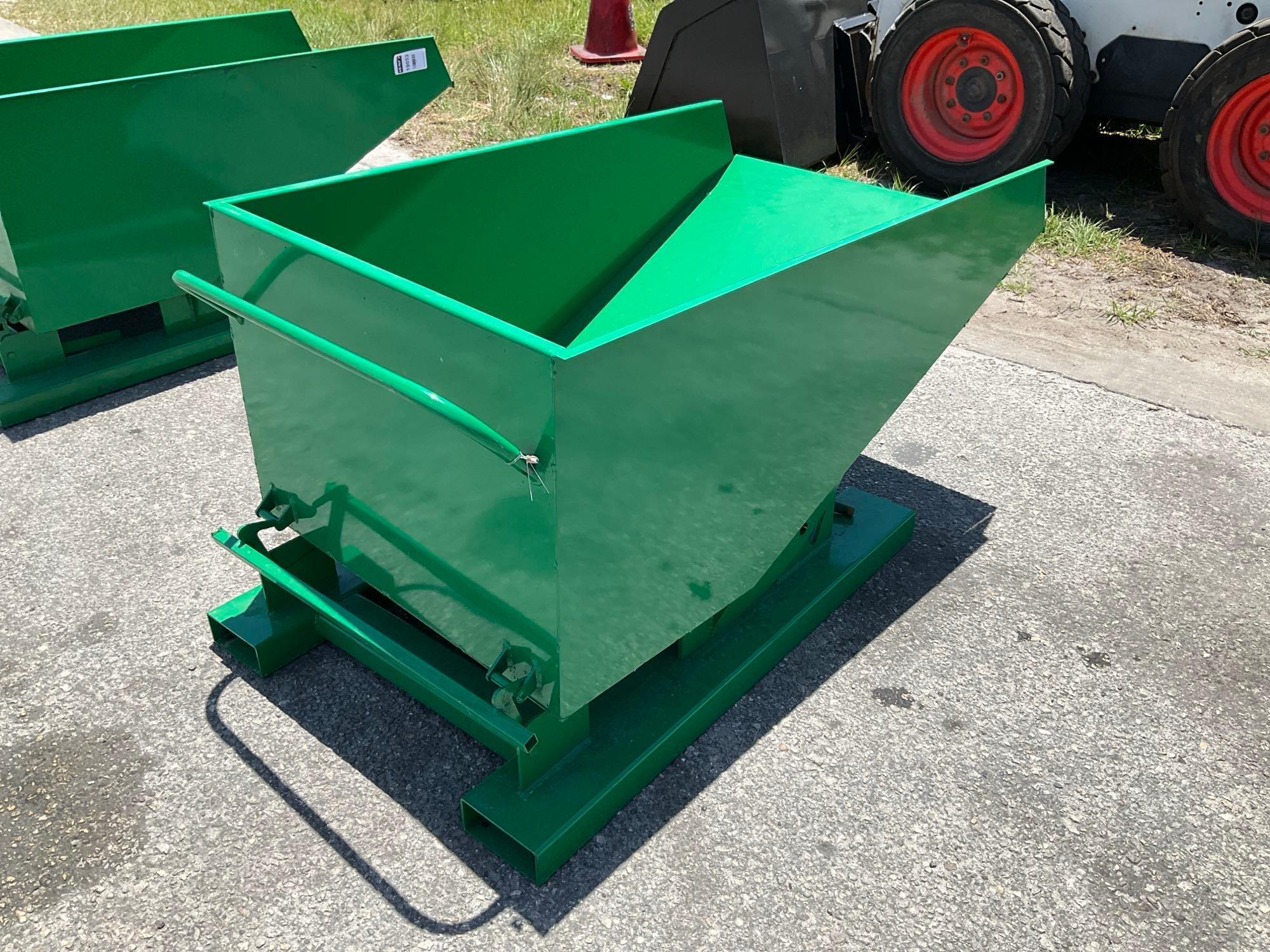 UNUSED... SMALL...SELF DUMPING HOPPER WITH FORK POCKETS