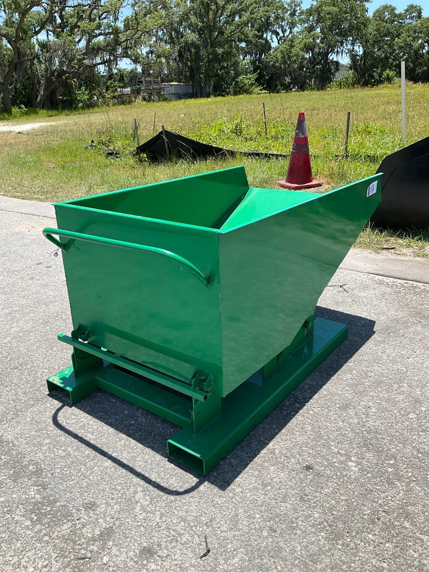 UNUSED... SMALL...SELF DUMPING HOPPER WITH FORK POCKETS