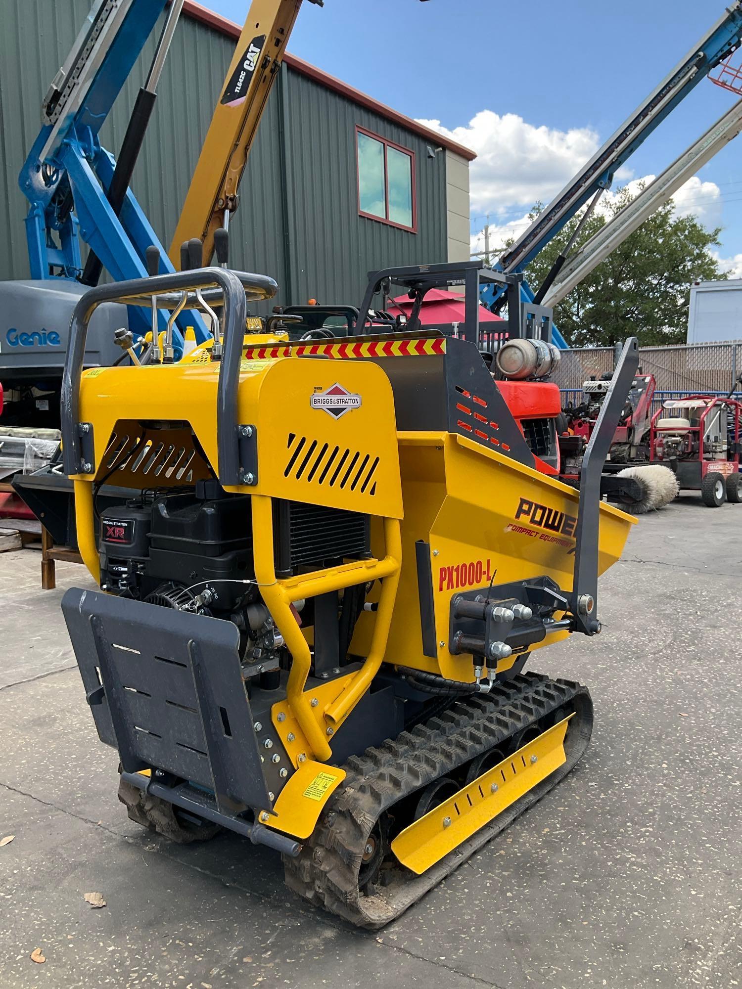 UNUSED 2023 POWER X MINI DUMPER MODEL PX1000-L P , GAS POWERED, ELECTRIC START, RUBBER TRACKS