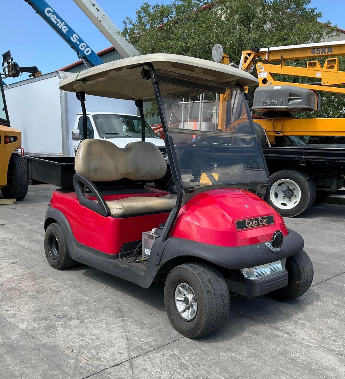 CLUB CAR PRECEDENT GOLF CART, ELECTRIC, UTILITY BED ON BACK, RUNS & DRIVES, CLUBCAR POWER DRIVE 3...