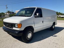 2003 FORD E-SERIES CARGO VAN, APPROX GVWR 8600LBS, STORAGE UNIT & SHELVES IN BACK , RUNS & DRIVES