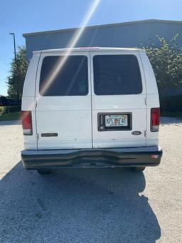 2003 FORD E-SERIES CARGO VAN, APPROX GVWR 8600LBS, STORAGE UNIT & SHELVES IN BACK , RUNS & DRIVES