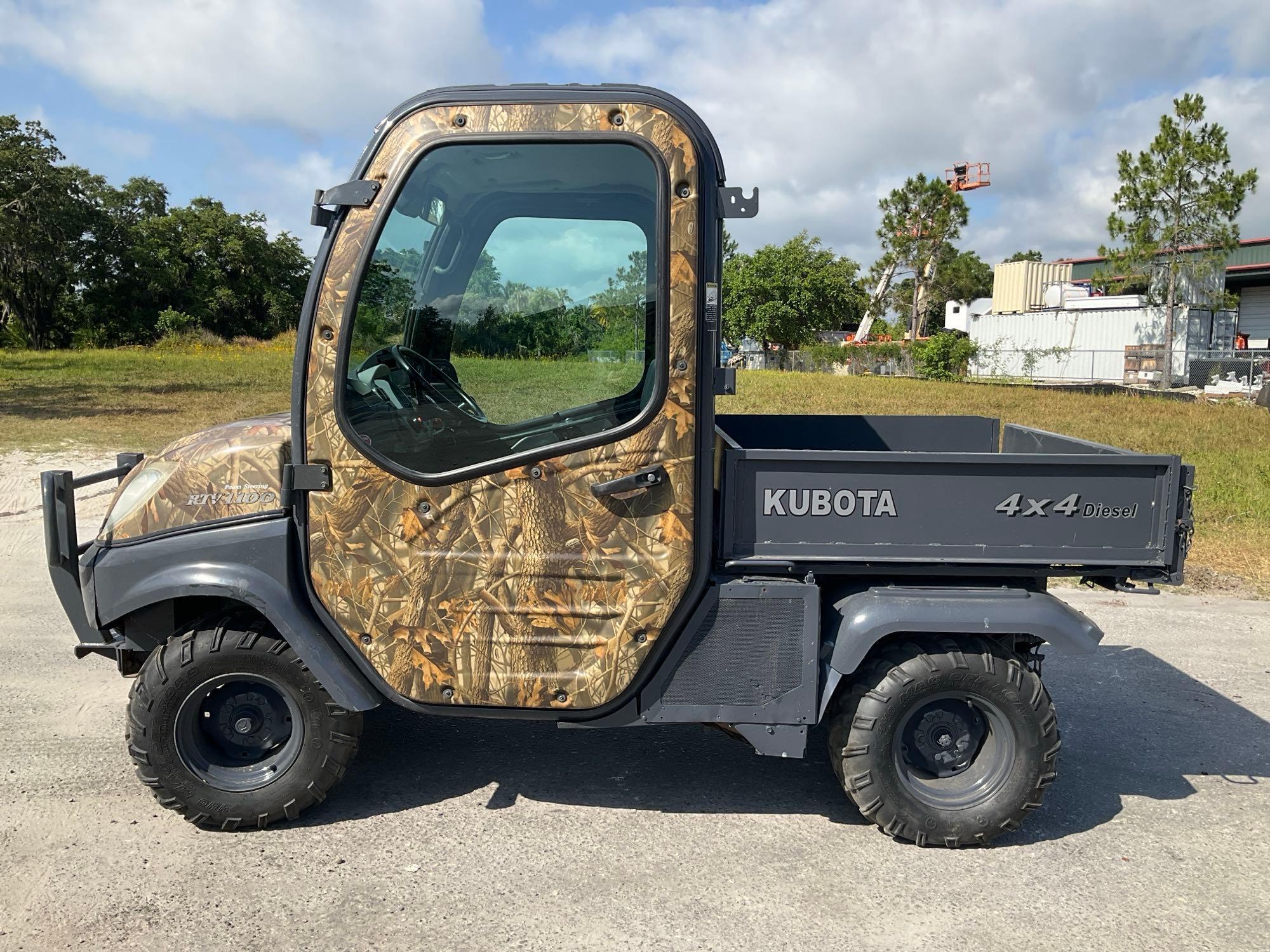 KUBOTA RTV1100 UTV WITH ...REAL TREE HARDWOODS WRAP, DIESEL, 4X4, HYDRAULIC DUMP BED, HITCH, BILL...